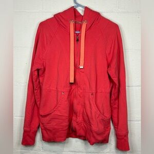 Athleta Sporty Woman’s Hooded Zip Up Long Sleeve Peach/Pink Jacket